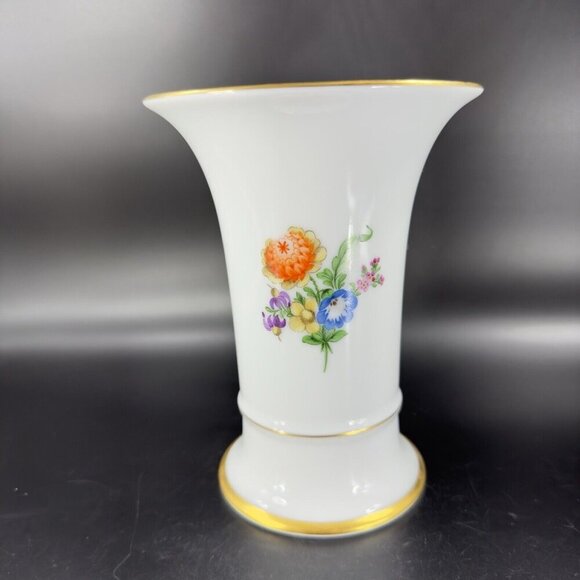 1975 Hochst German Vase Multicolor Flowers with Gold Trim Germany Porcelain Vtg - Picture 15 of 16